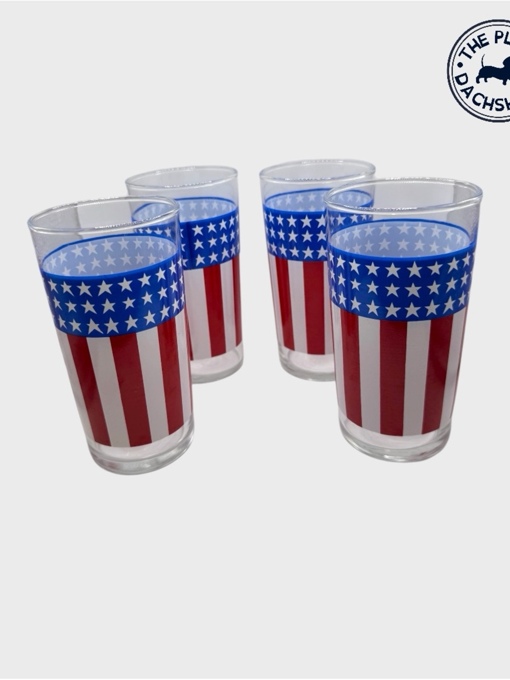Vintage Patriotic Star & Stripe Drinking Glasses - Set of 4